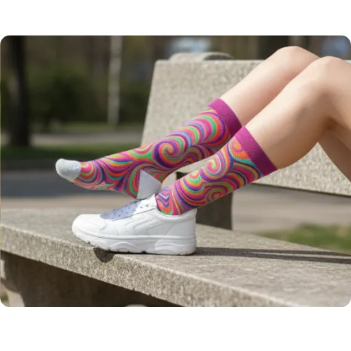 Airylooms Kaleidoscope Swirl Crew Socks for Women - Rainbow Tie-Dye Design, Super Soft Cotton Blend, Youth Accessory